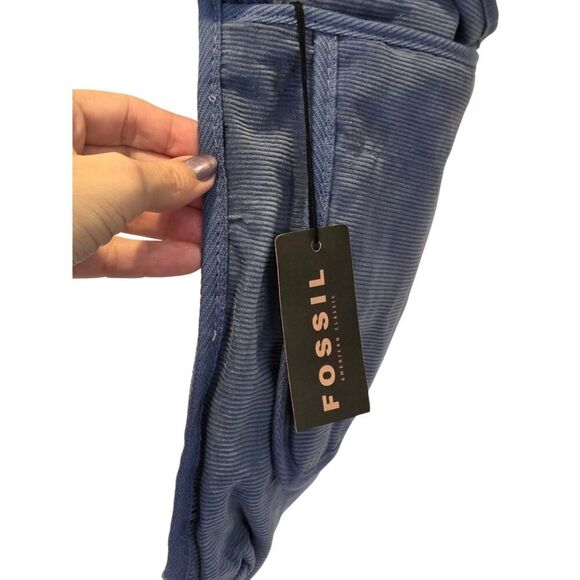 FOSSIL Vintage Y2K Blue Corduroy Crossbody Bag/Purse, Hook-and-loop Travel NWT - Picture 9 of 11